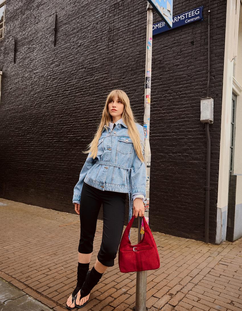 Veste en jean oversize-Bleu lavé