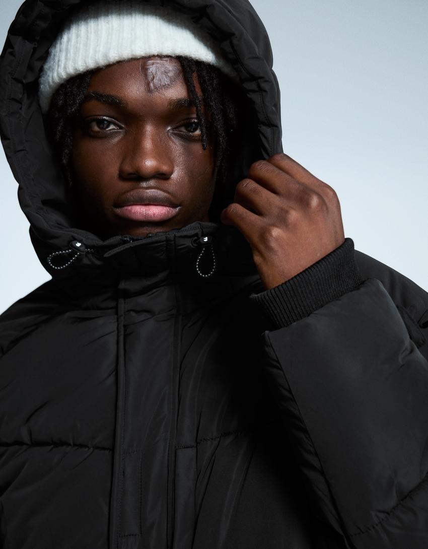 Long puffer coat-Black