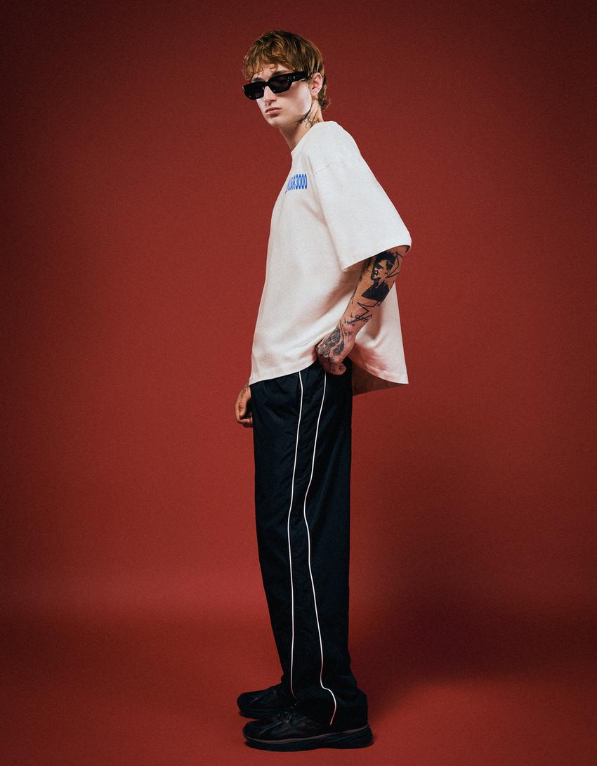 Nusar 3000 boxy short sleeve print T-shirt-White