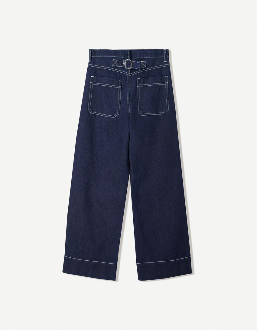 Jeans 90's wide leg costura-Marino-5