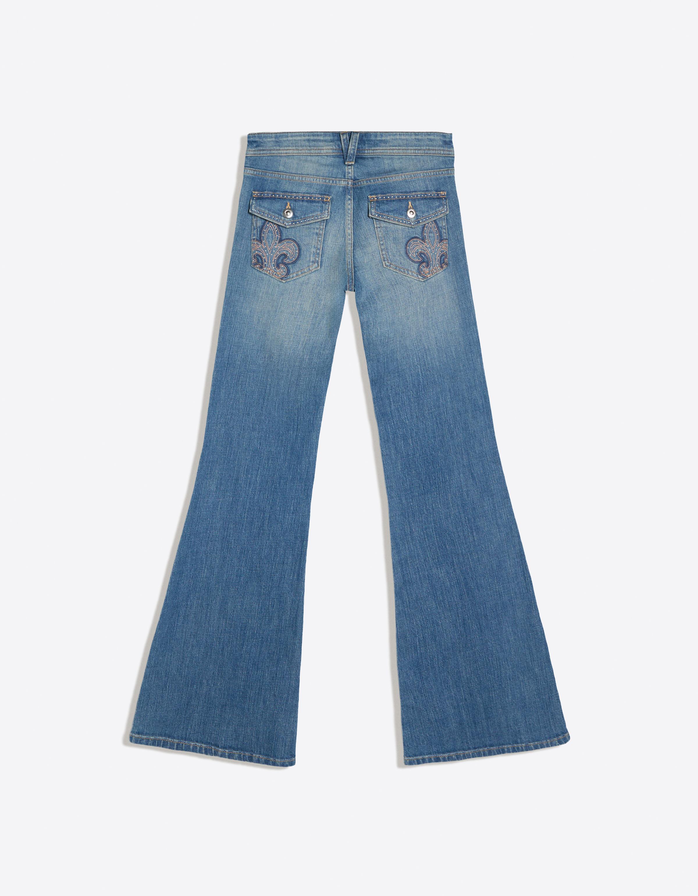 Low-rise embroidered flared jeans — Light blue