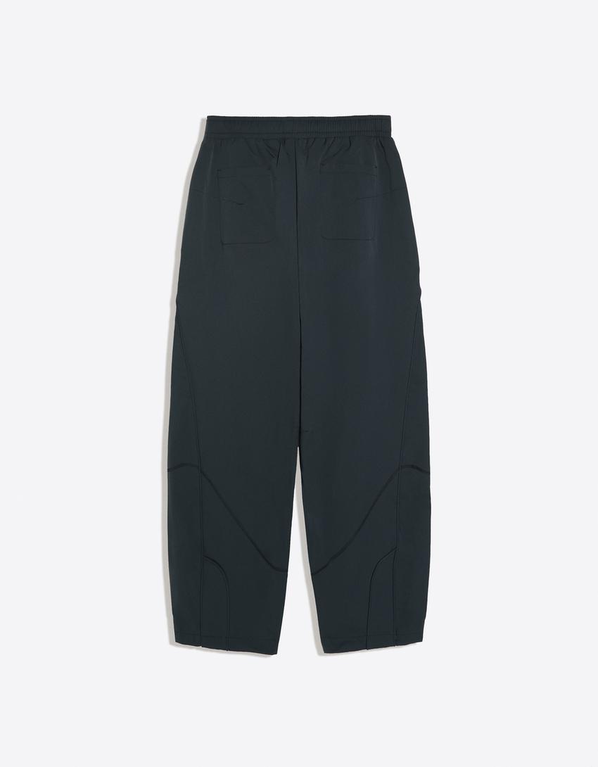 Technical barrel trousers-Dark blue