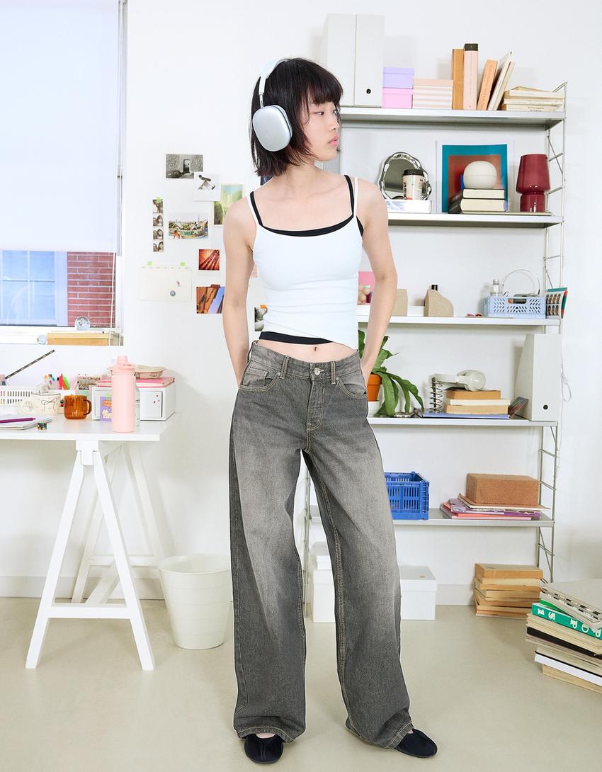 Jeans med boyfriend-passform-Svart-0