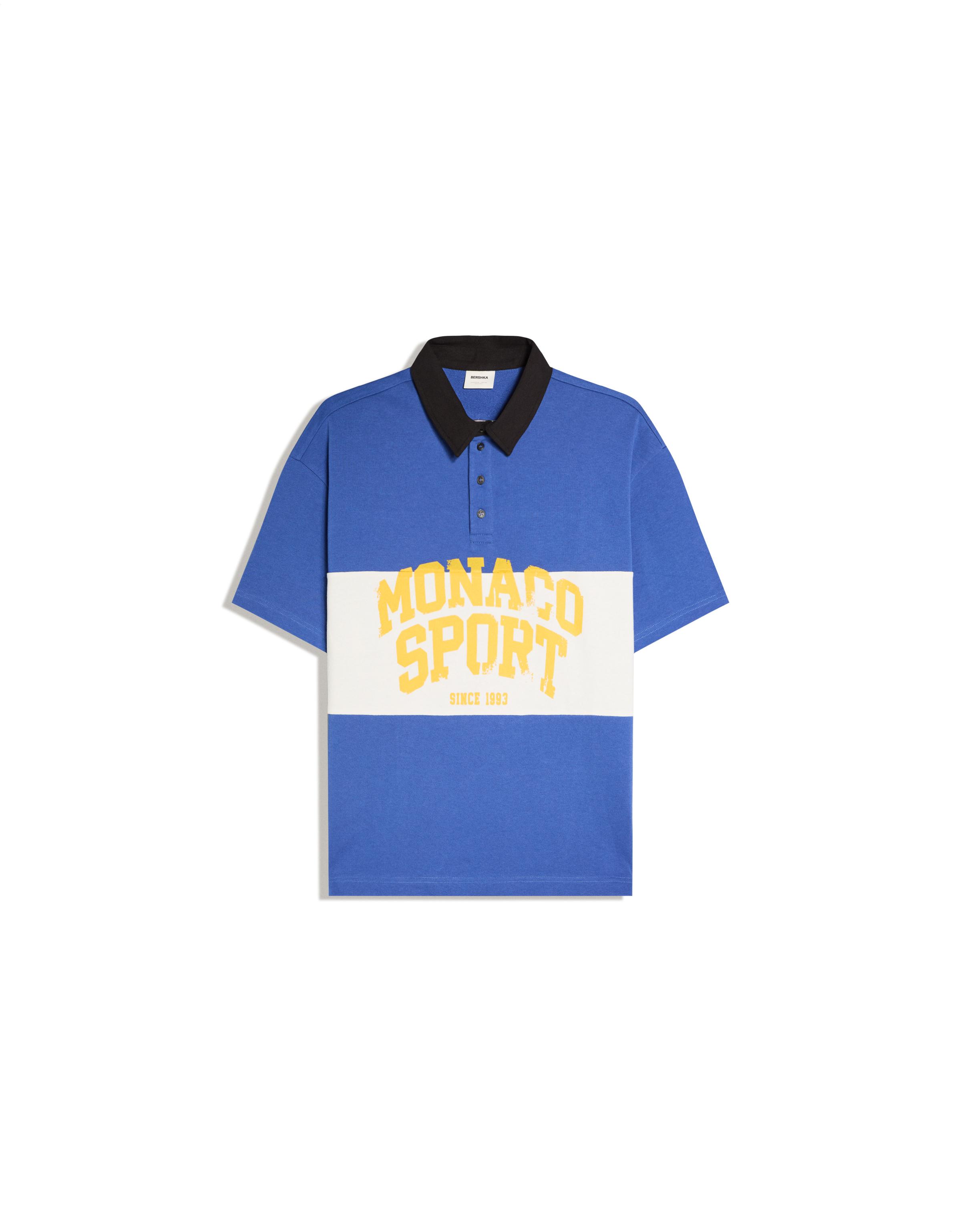 Short sleeve print polo shirt — Blue