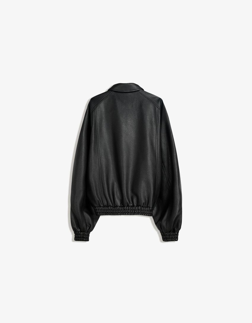 Leather effect jacket-Black