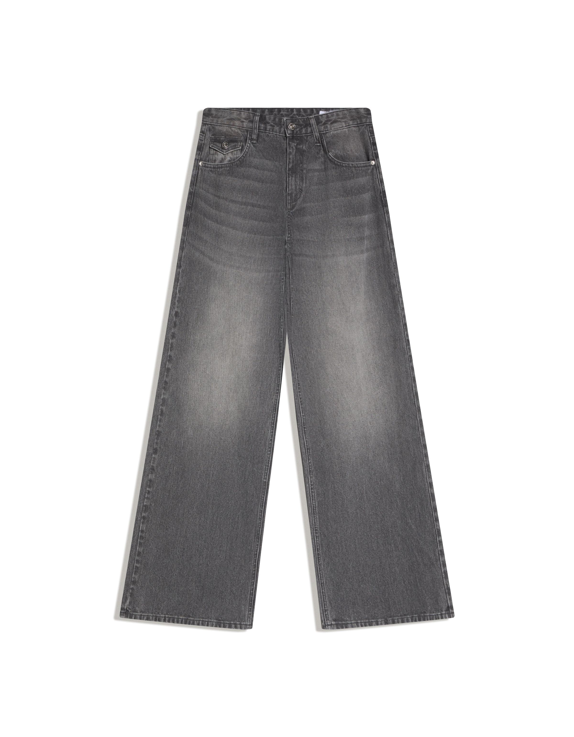 Düşük bel fitilli kadife boyfriend jean - Görsel 6