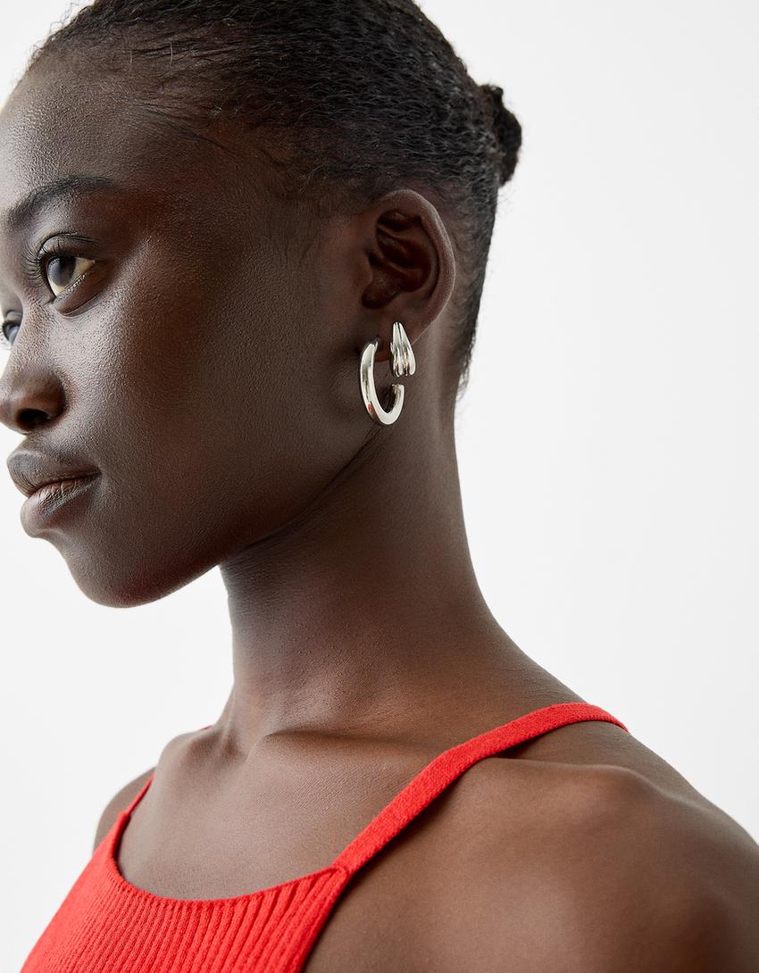 Lot de 6 boucles d'oreilles créoles-Argent-3