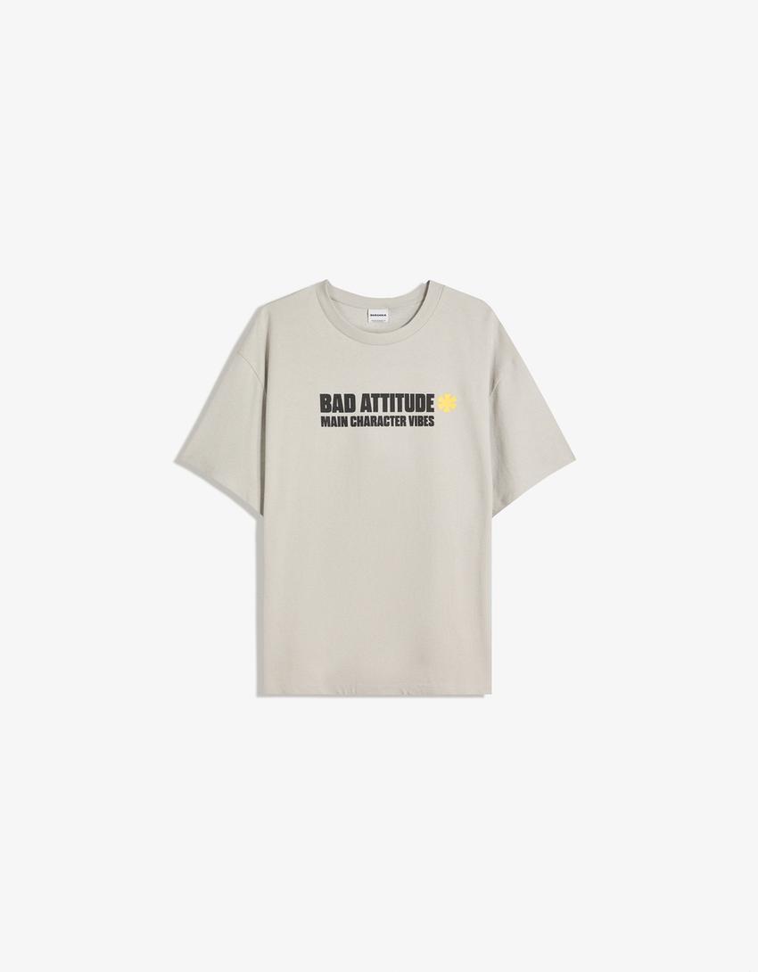 T-shirt manches courtes imprimé-Gris-0