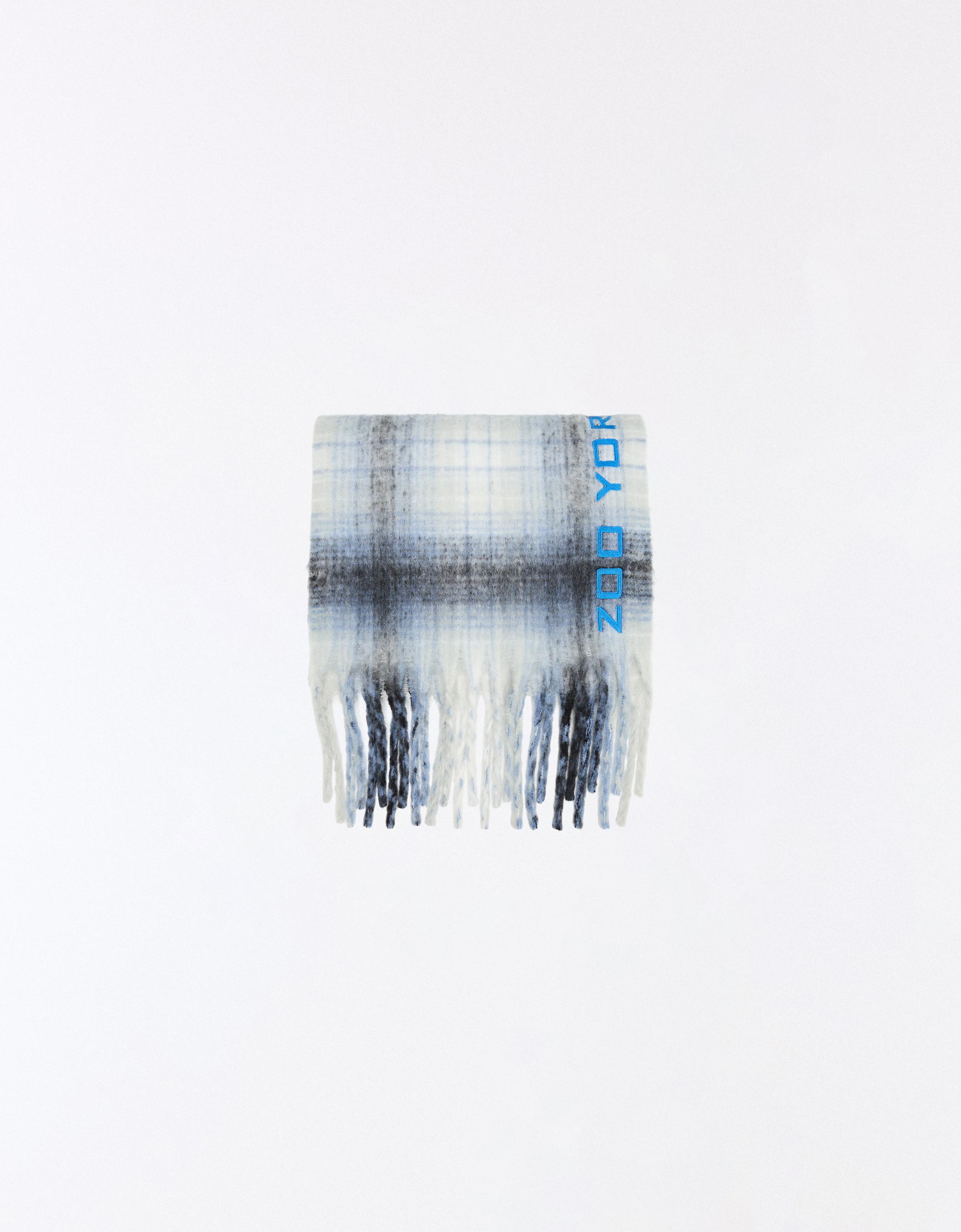 ZOO YORK X BERSHKA embroidered checked scarf — Grey