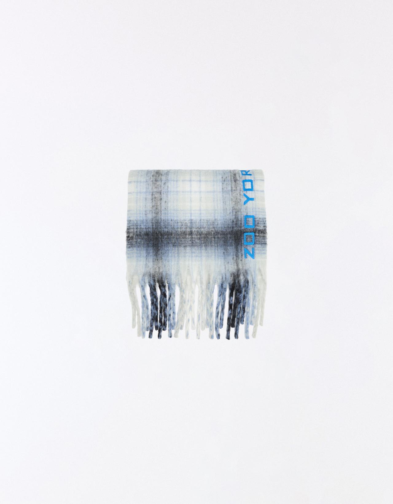 ZOO YORK X BERSHKA embroidered checked scarf — Grey