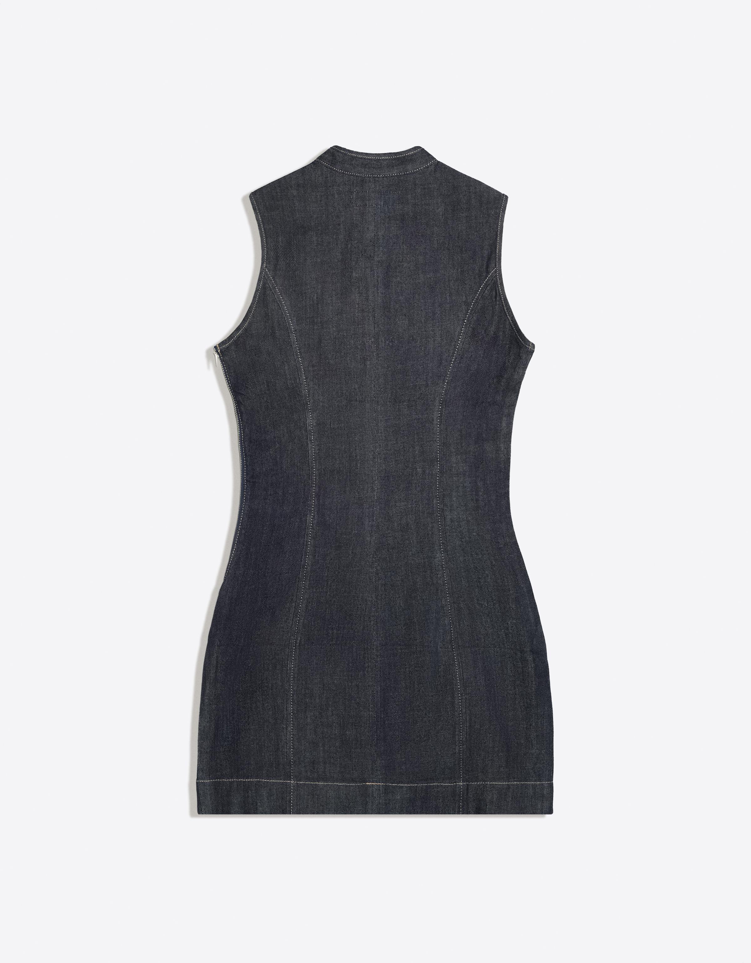 Mini denim dress with clasps — Navy