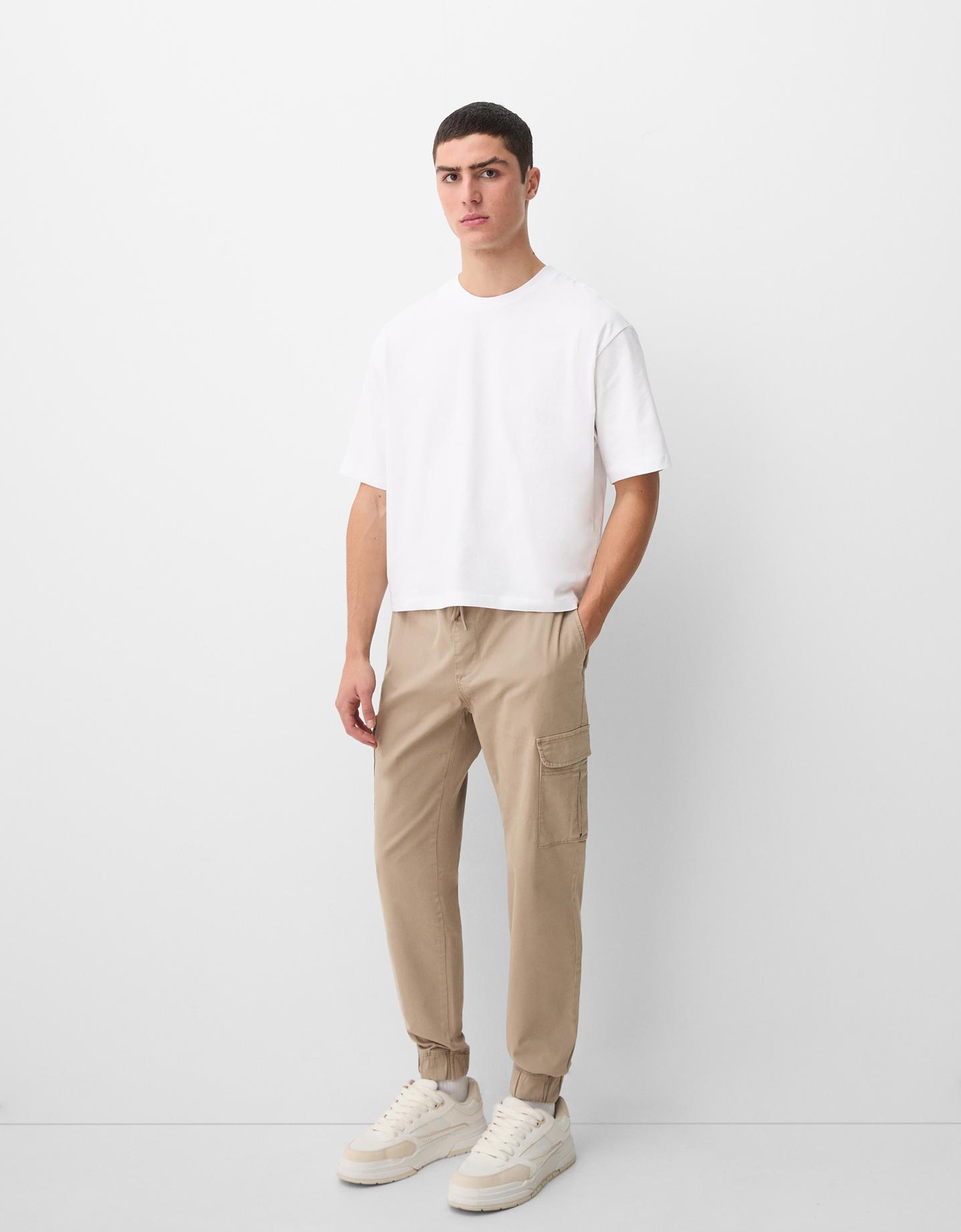 Bershka spodnie jogger cargo wielbłądzi