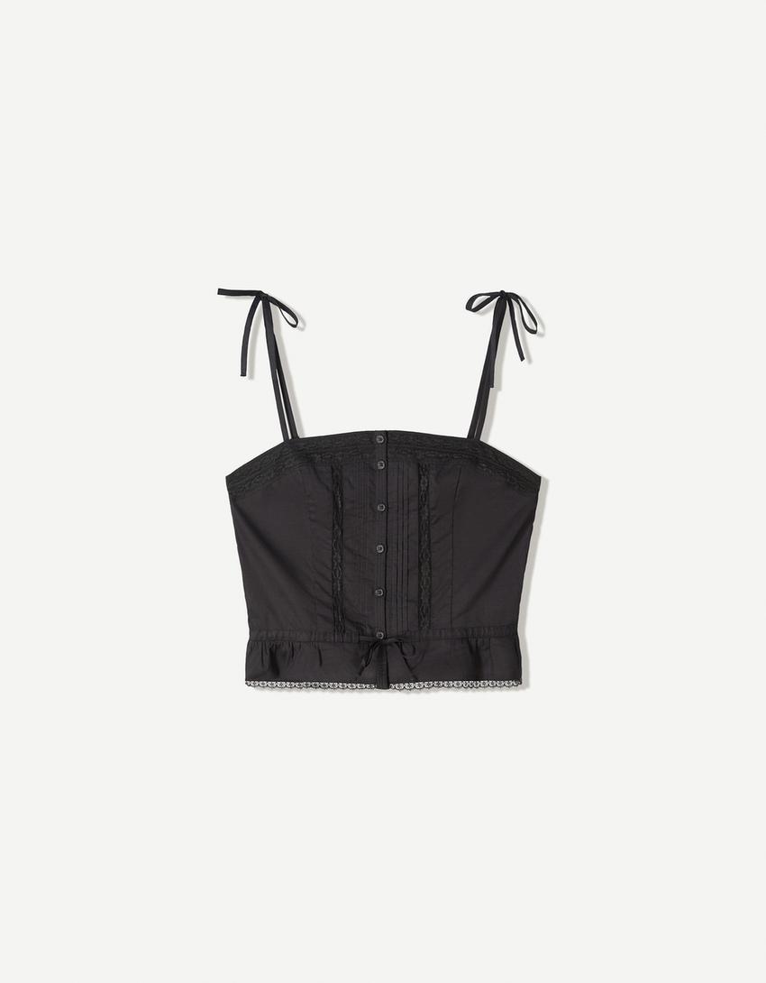 Top lace-up bretele fundă