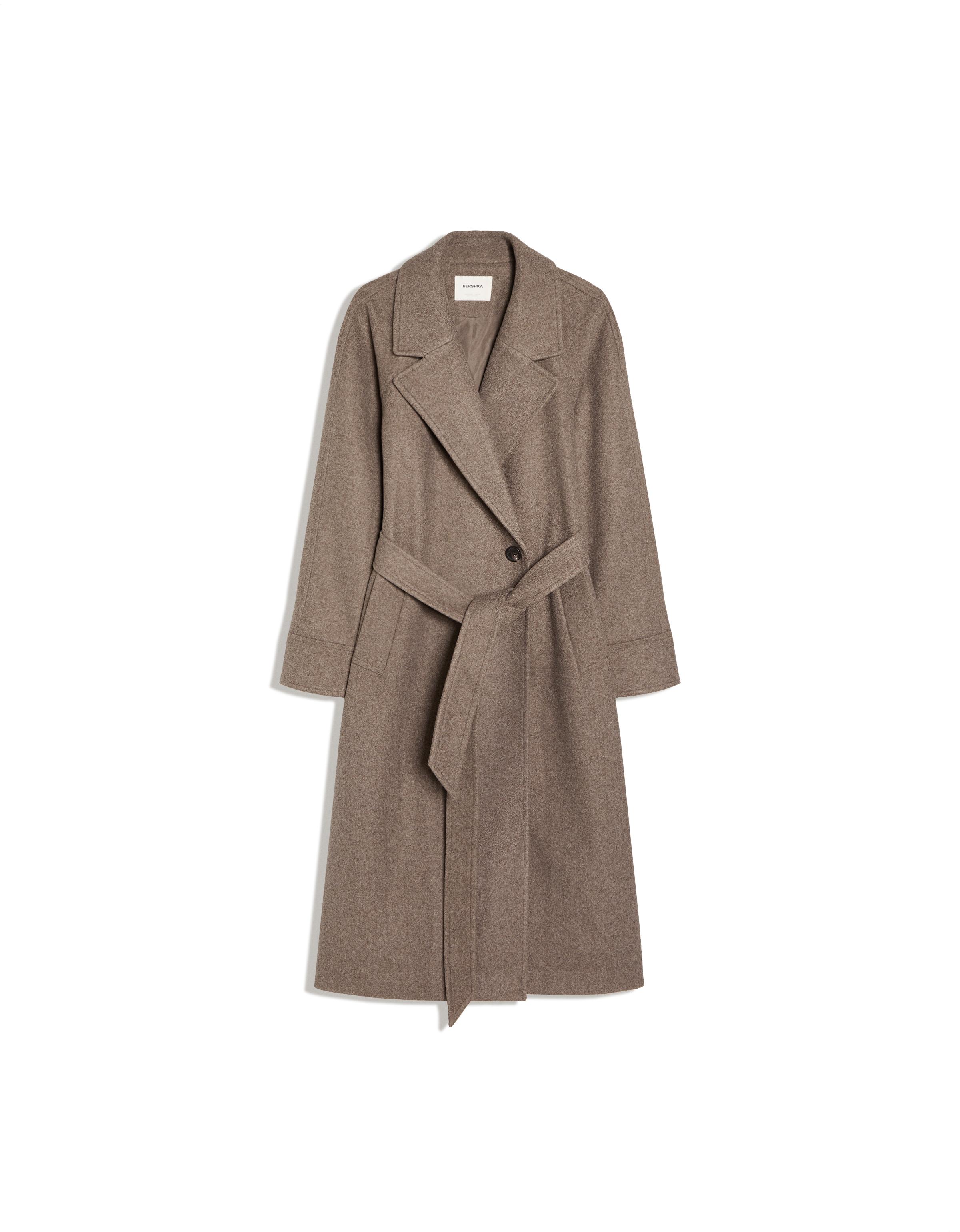 Long soft belted coat — Brown