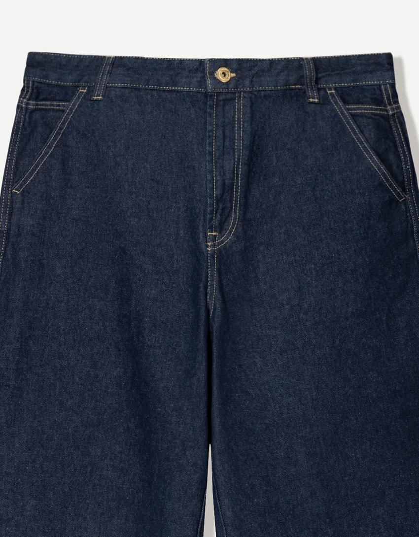 Denim skater Bermuda shorts-Navy