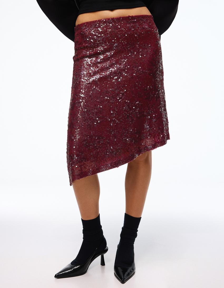 تنورة متوسطة الطول غير متماثلة بترتر-Bordo