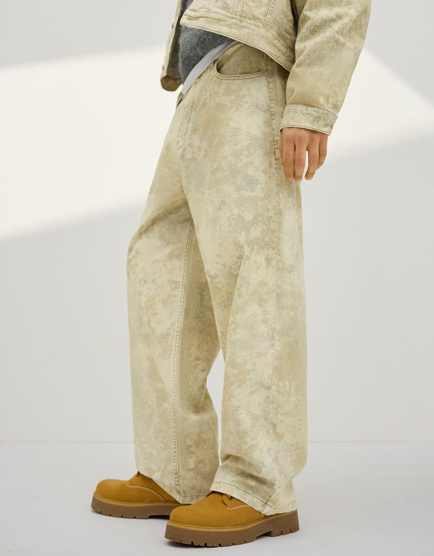 Jeans barrel print-Verde