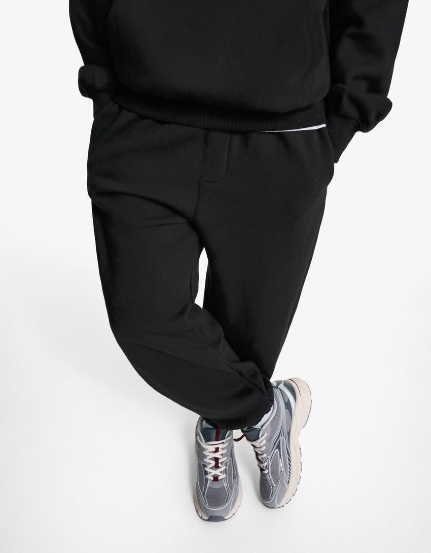 Jogginghose aus Fleece-Schwarz-2