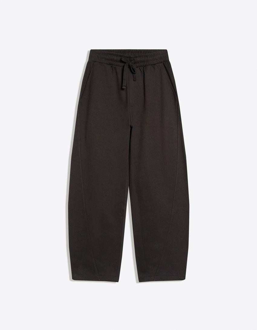 Interlock-Puffärmelhose-Schwarz