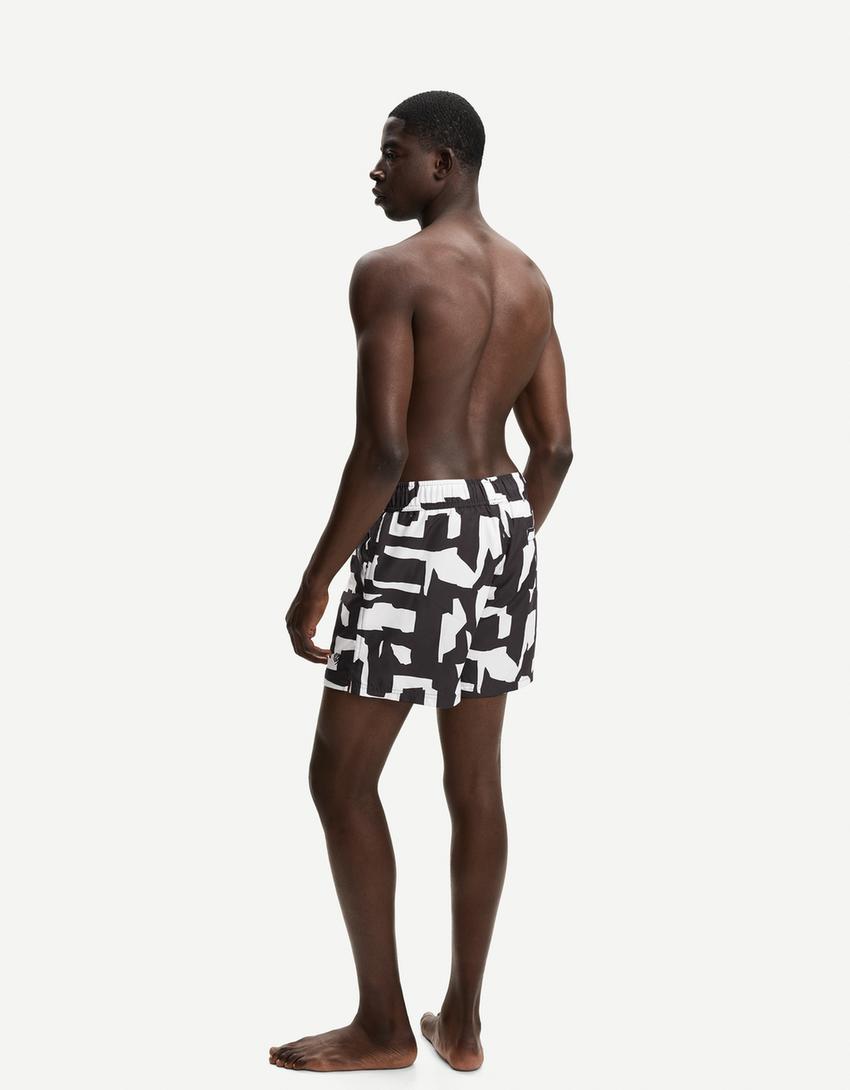 Fato de banho boxy estampado-Cinza