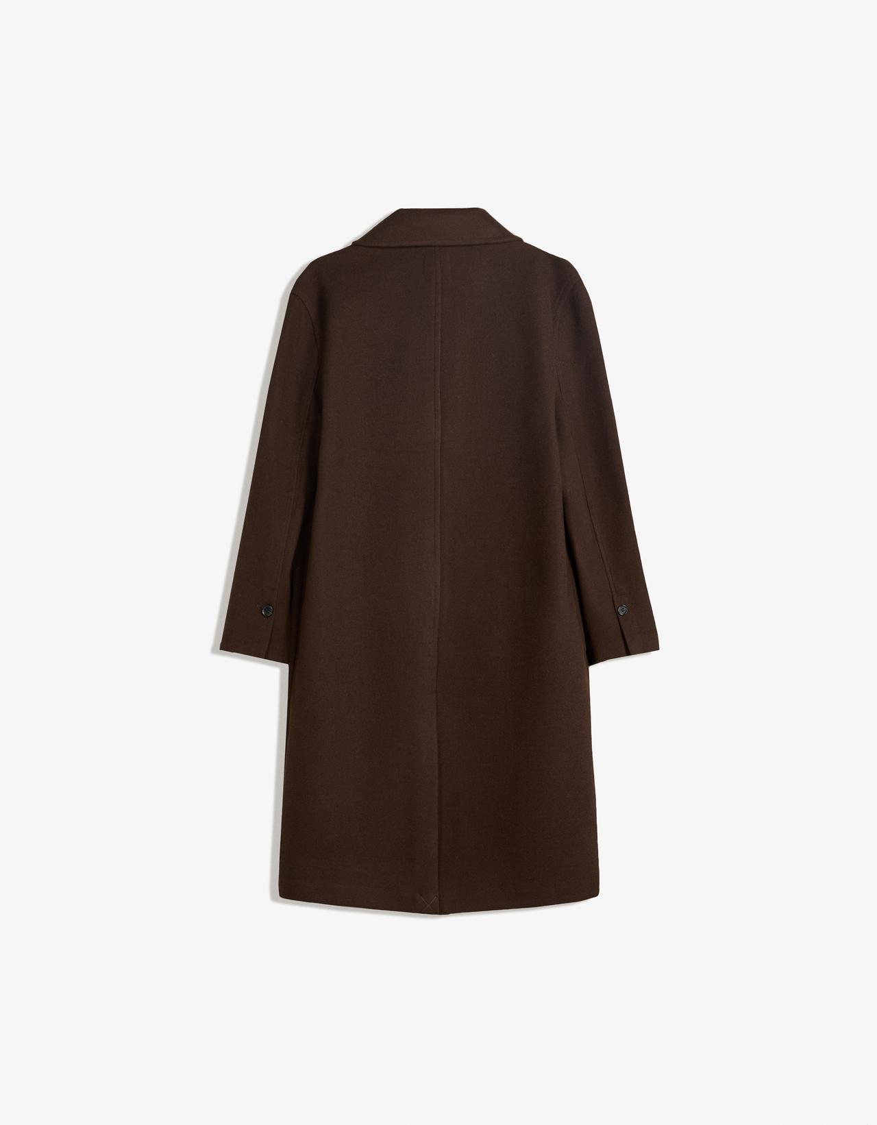 Soft-touch long coat — Brown