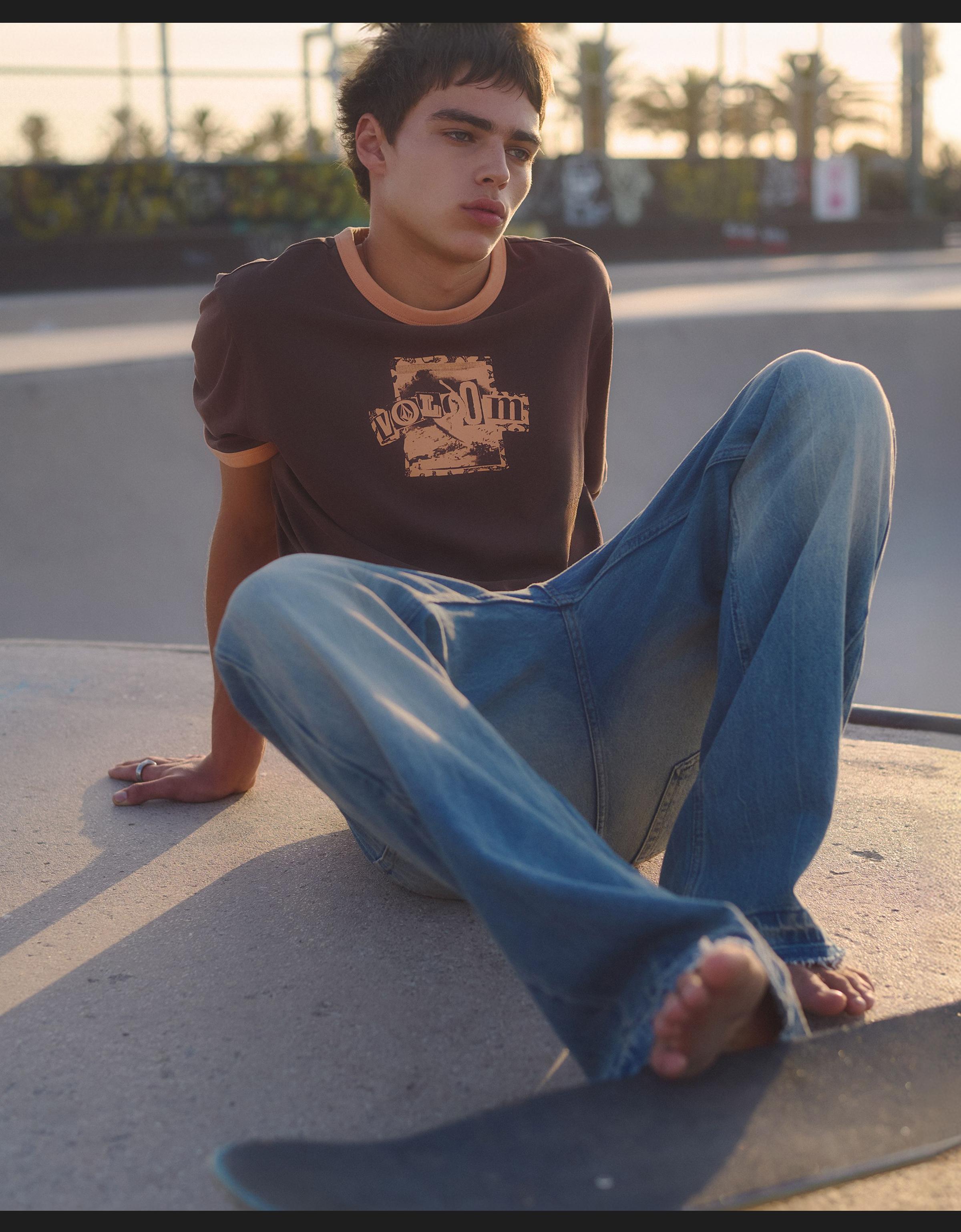 VOLCOM print ringer T-shirt — Brown