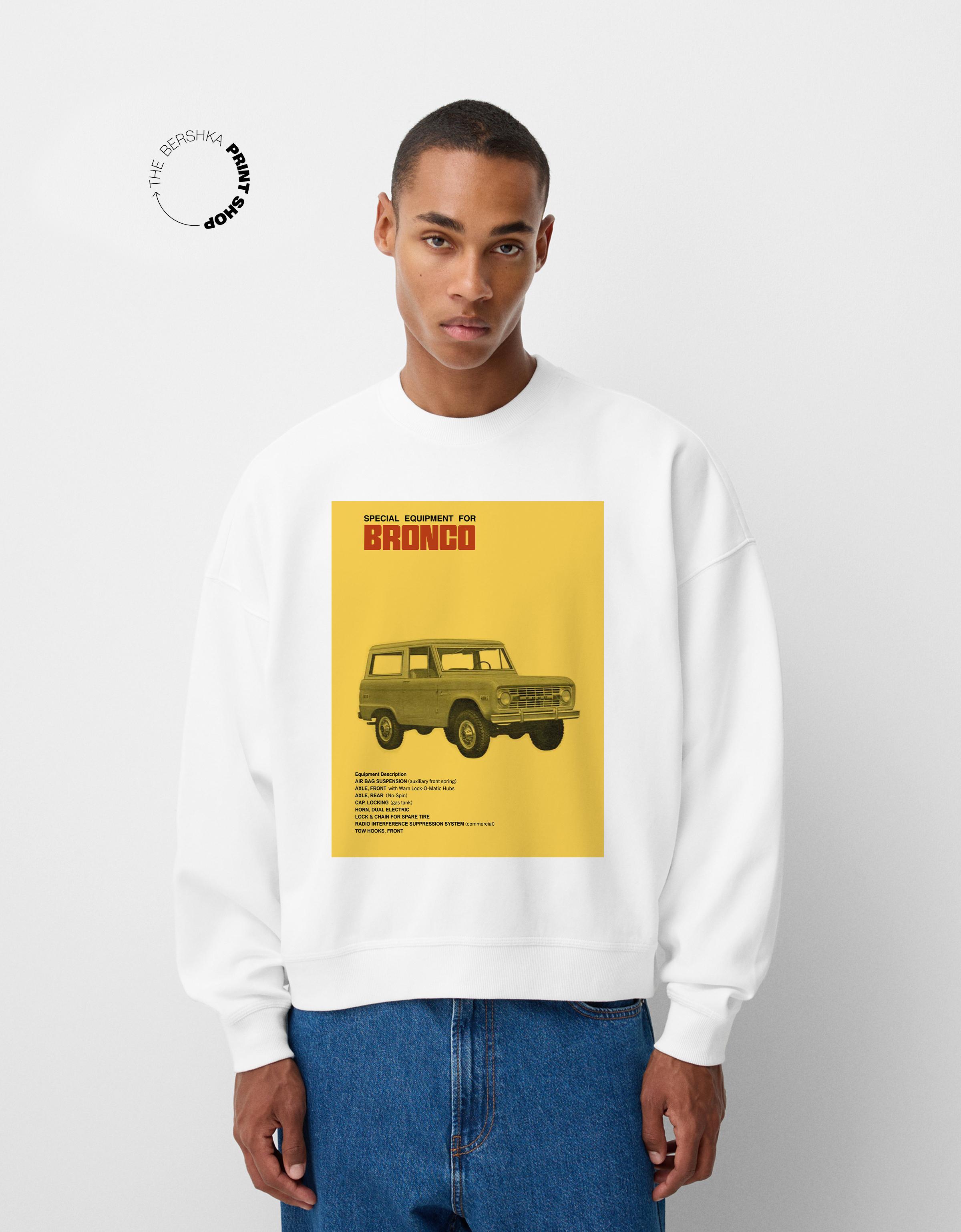 Bershka Sweatshirt Ford Aus Plüsch Herren S Weiss