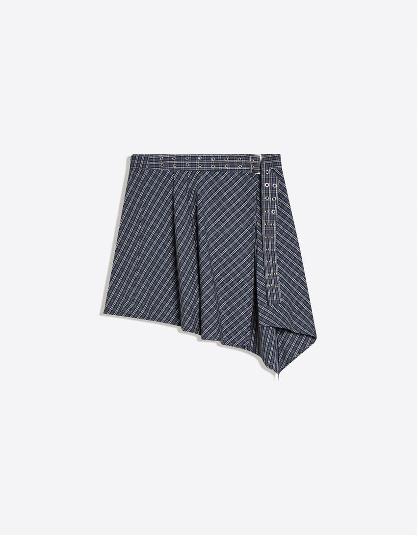 Surjupe à carreaux Carol Biazin Collection-Marine