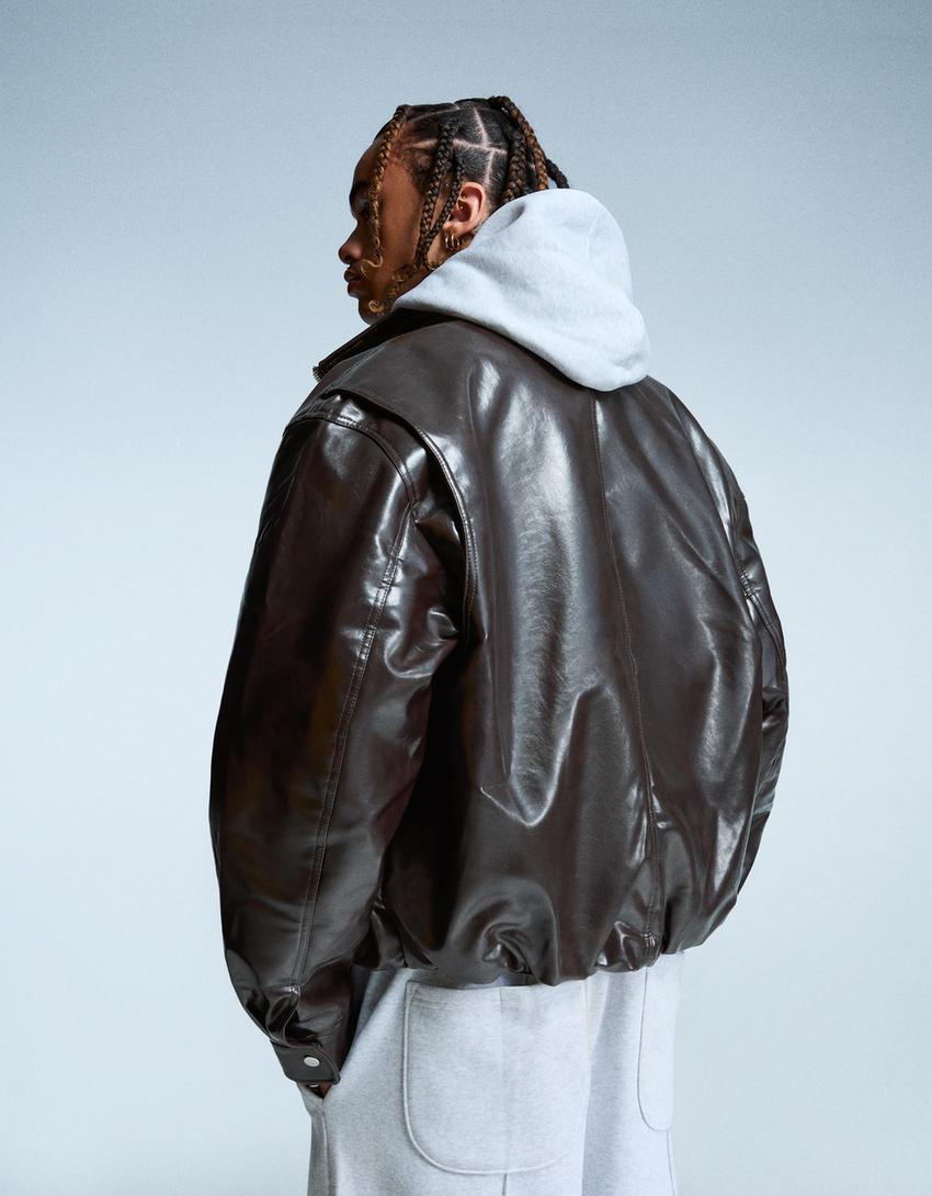 Giubbotto Chiodo Finta Pelle Giacca In Finta Pelle Giacche E Cappotti Uomo Bershka