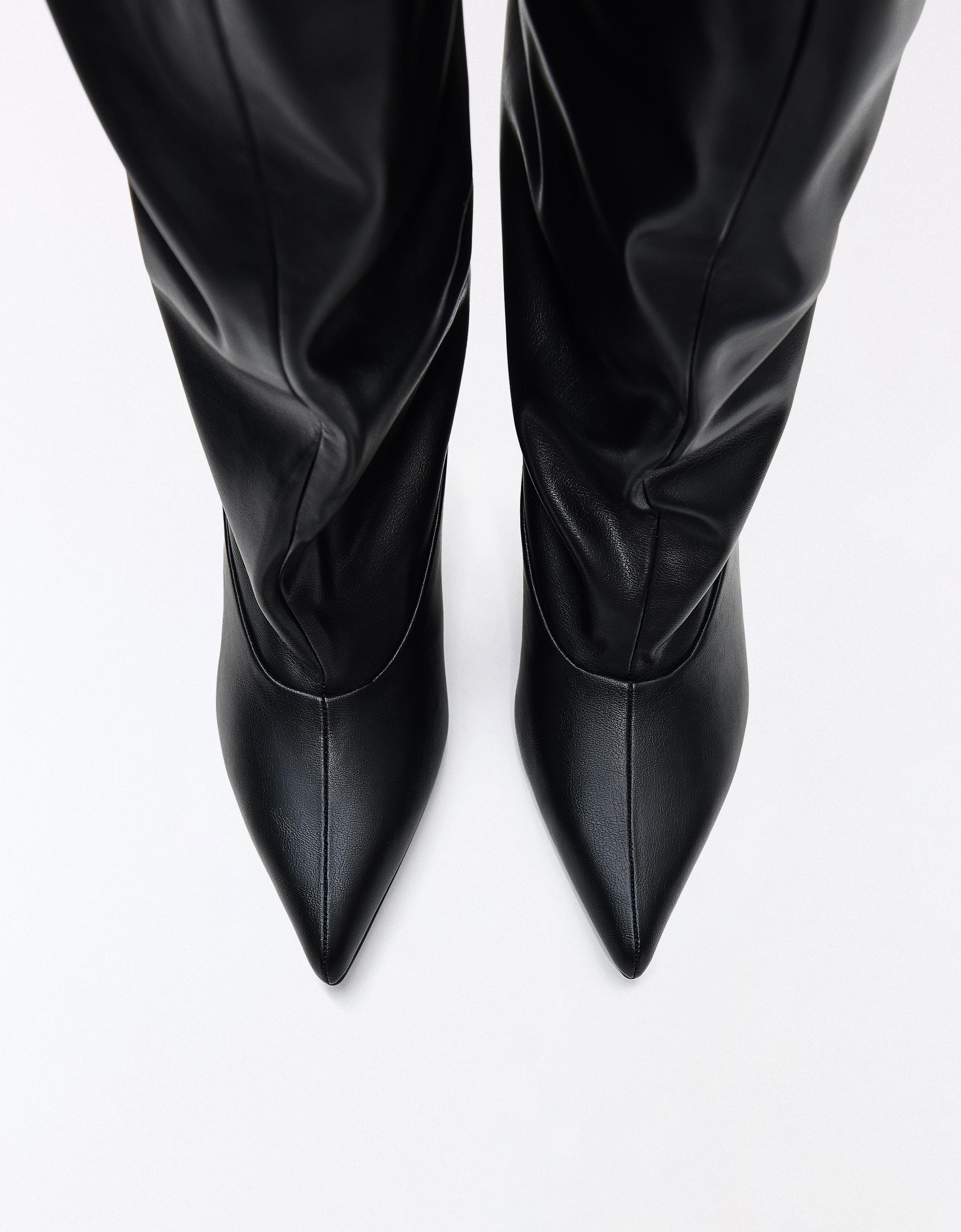 Adjustable slouchy heel boots — BLACK
