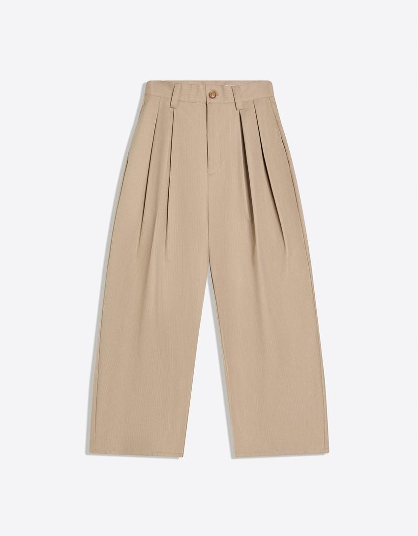 Megabaggy tailored fit trousers-Sand