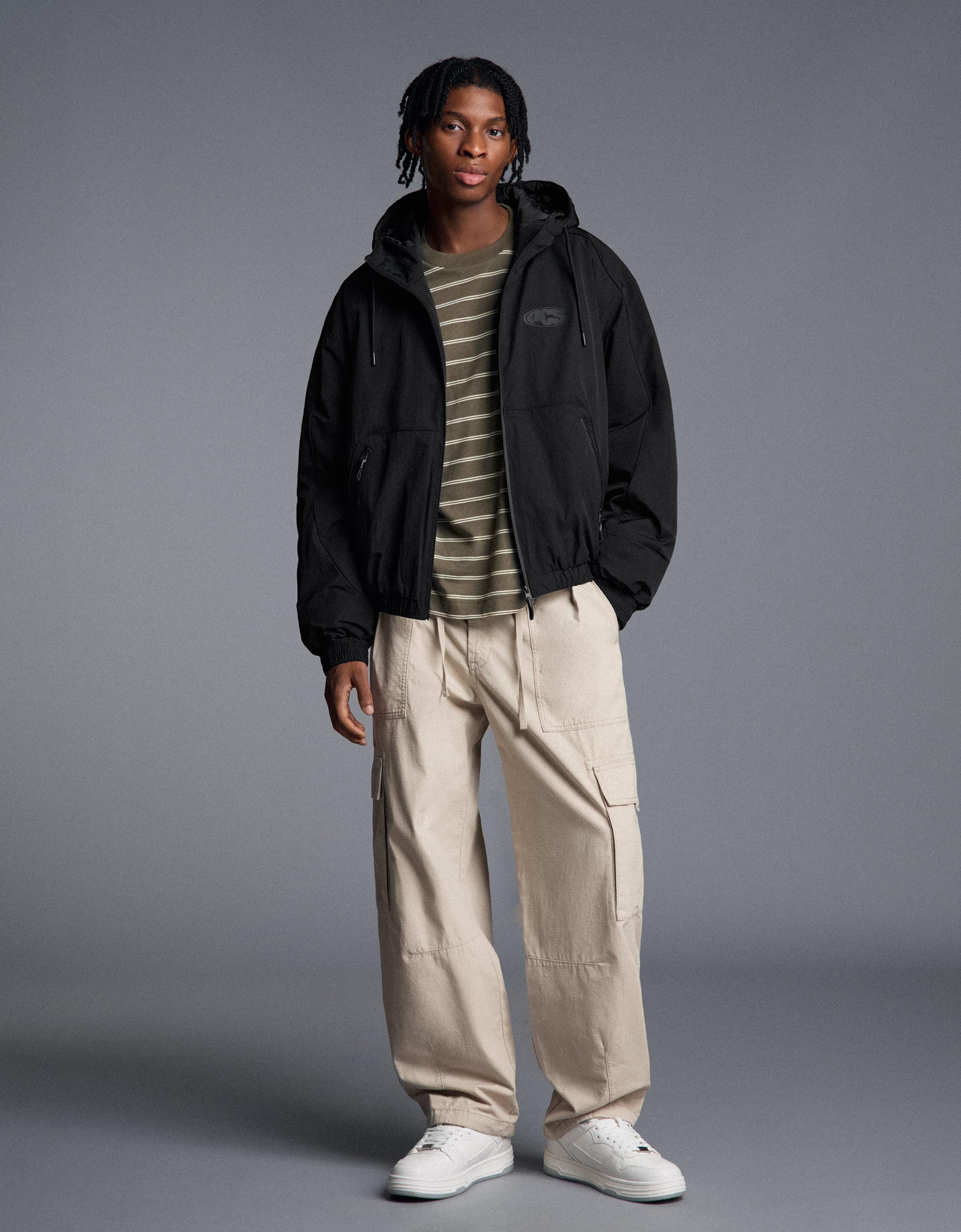 Technical hooded jacket — Black