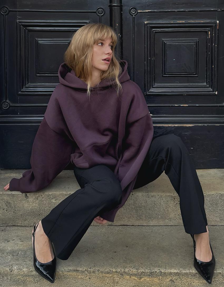 Kapüşonlu sweatshirt-Bordo