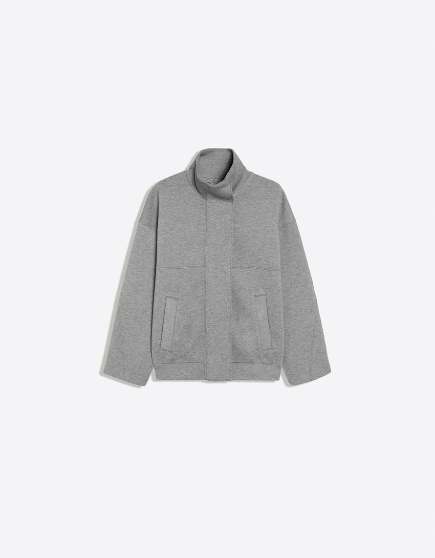 Oversize scuba fabric jacket-Grey
