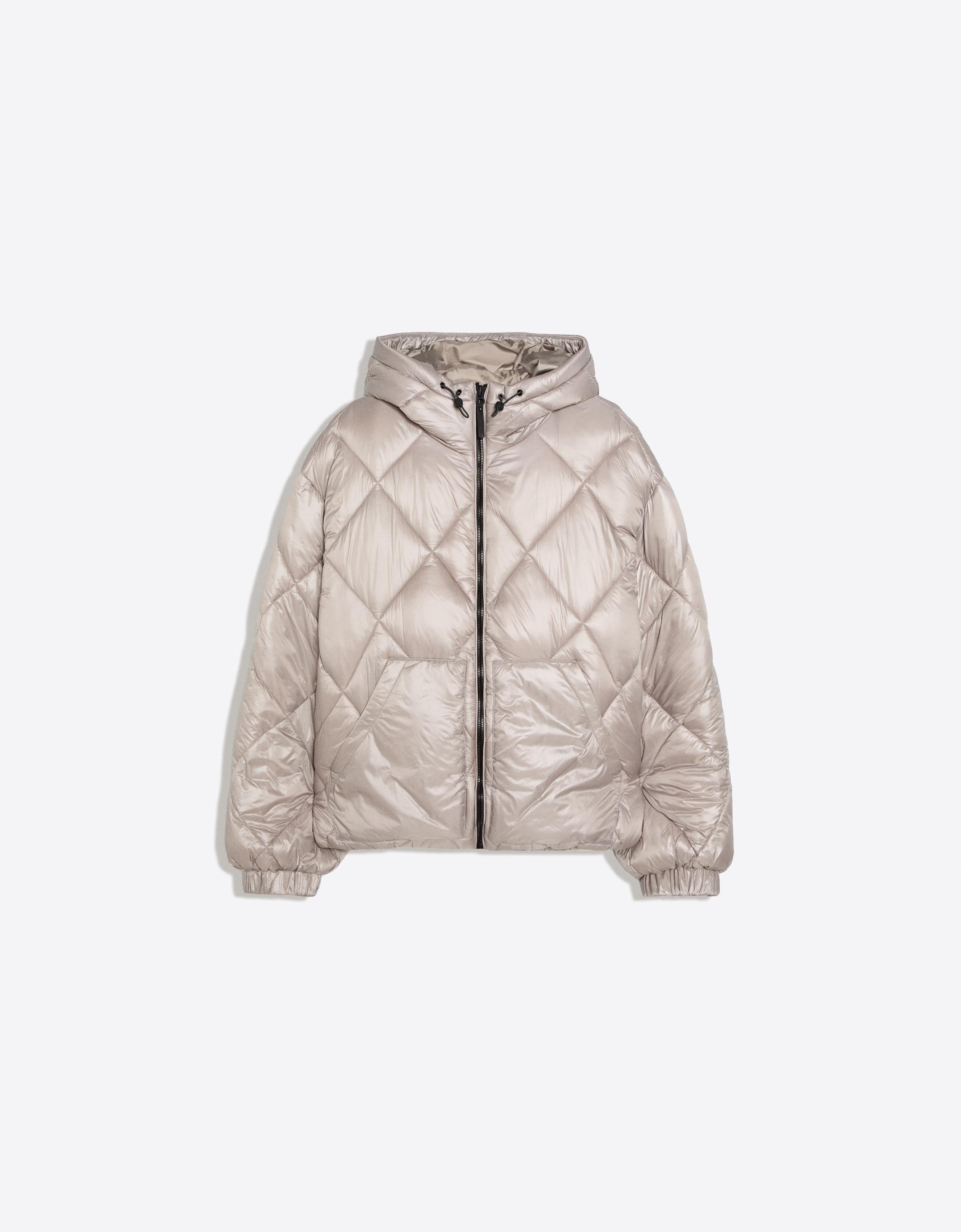 Diamond-quilted technical hooded jacket — Grey