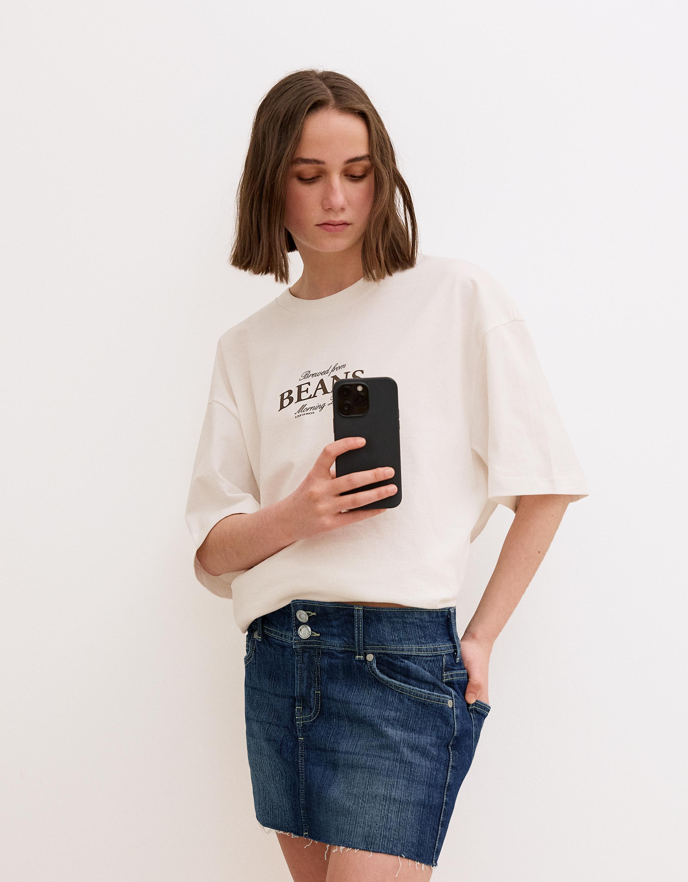 Denim mini skort — Blue