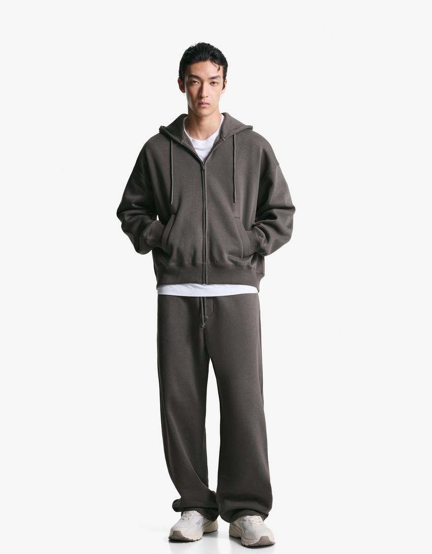 Zip-up hoodie-Grey-3