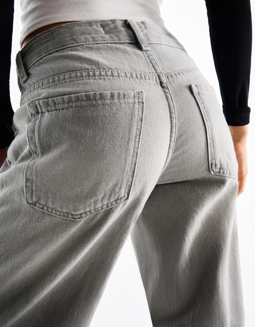Düşük bel straight fit jean-Gri