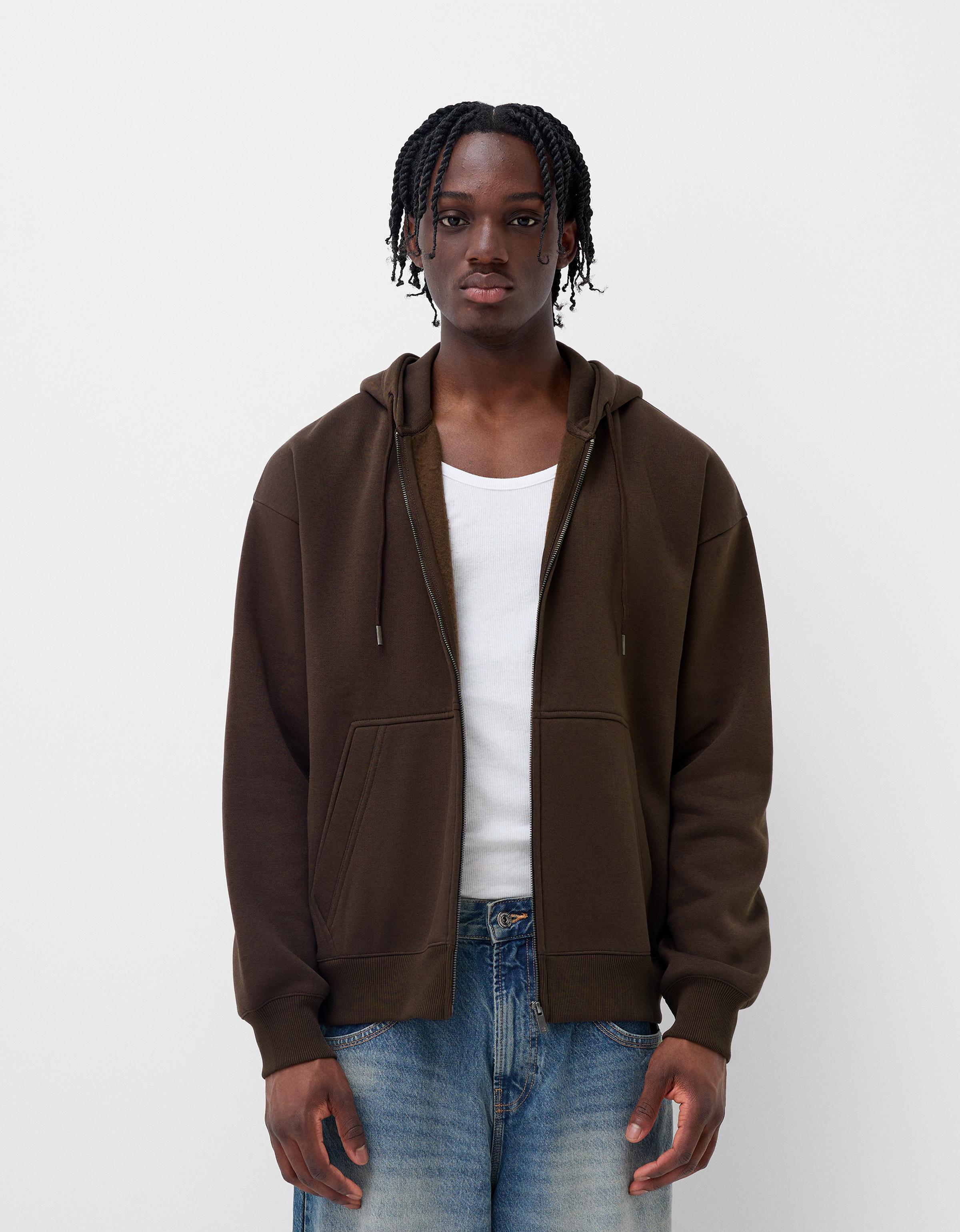 Bershka Sweatshirt Mit Reißverschluss Herren Xl Braun