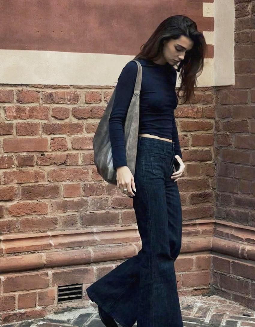 Long sleeve top-Navy