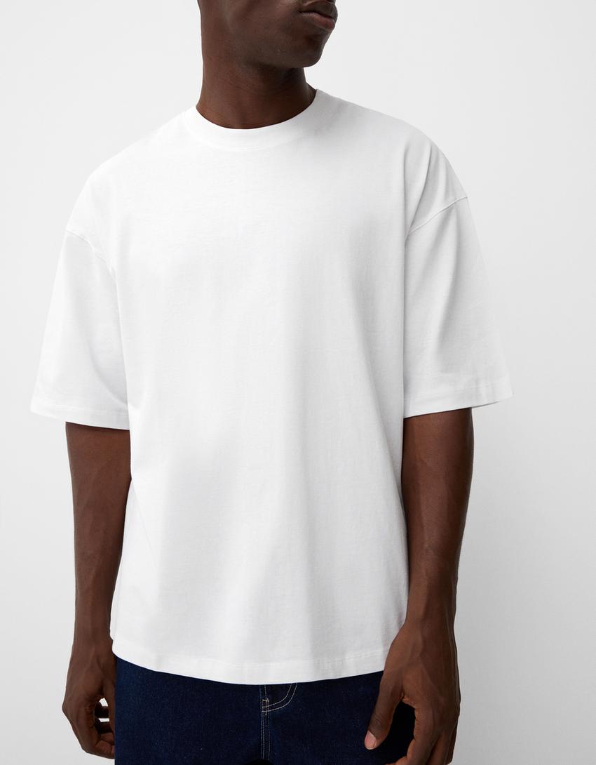 Oversized T-shirt met korte mouw-Wit