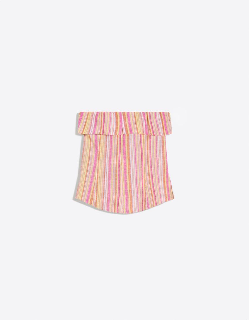 Top bandeau rayé-Rose