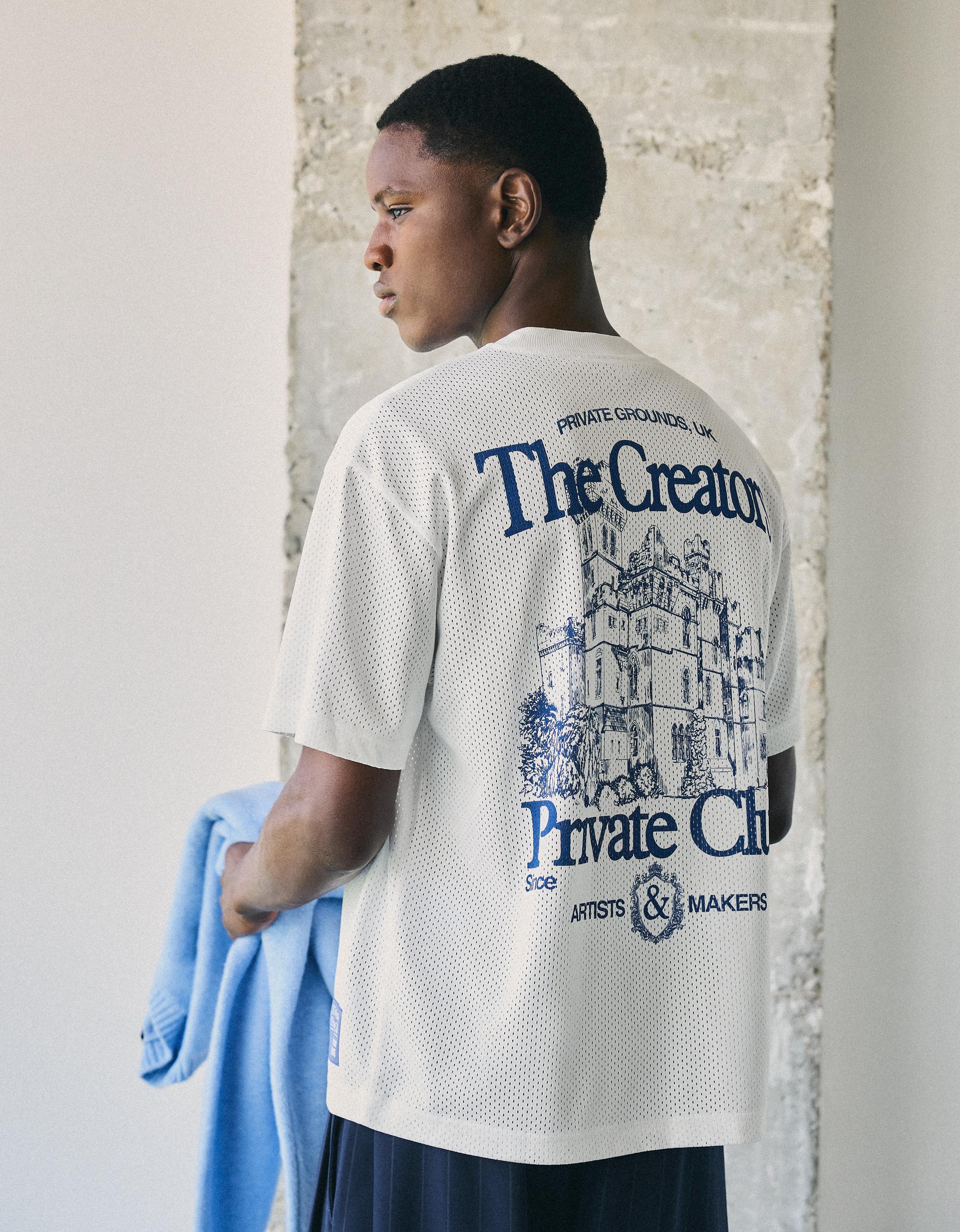 Short sleeve technical print T-shirt — White