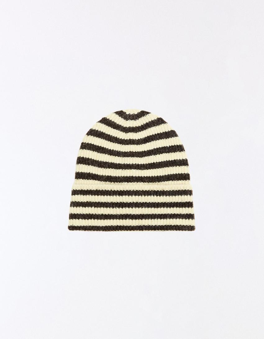 Gestreifte Skater-Beanie-Gelb