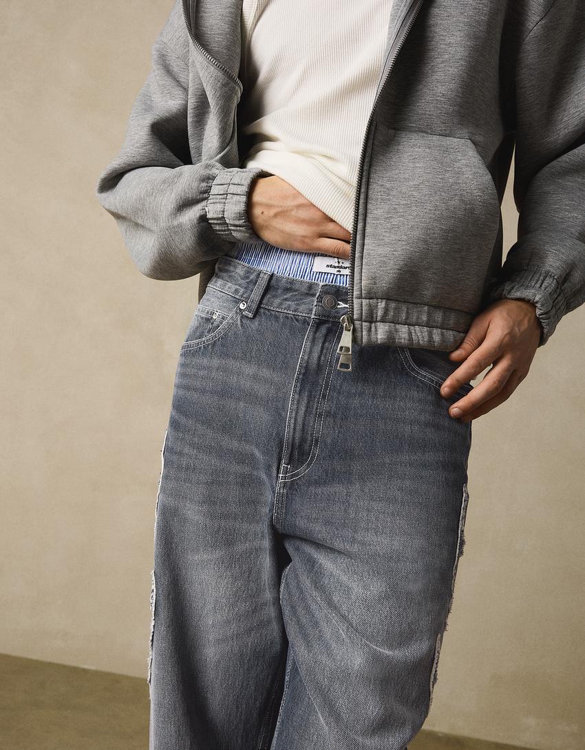 Baggy patch jeans-Dark blue