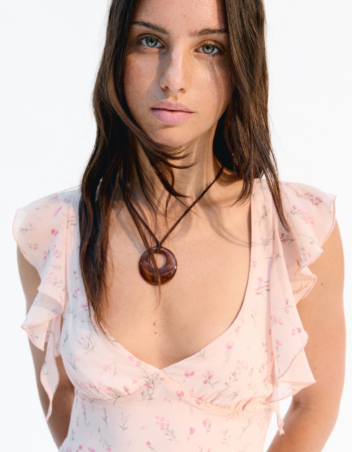 Bershka Collar Colgante Mujer Marrón