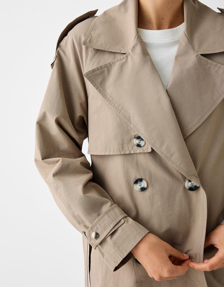 Палто тип тренчкот-Цвят норка-6