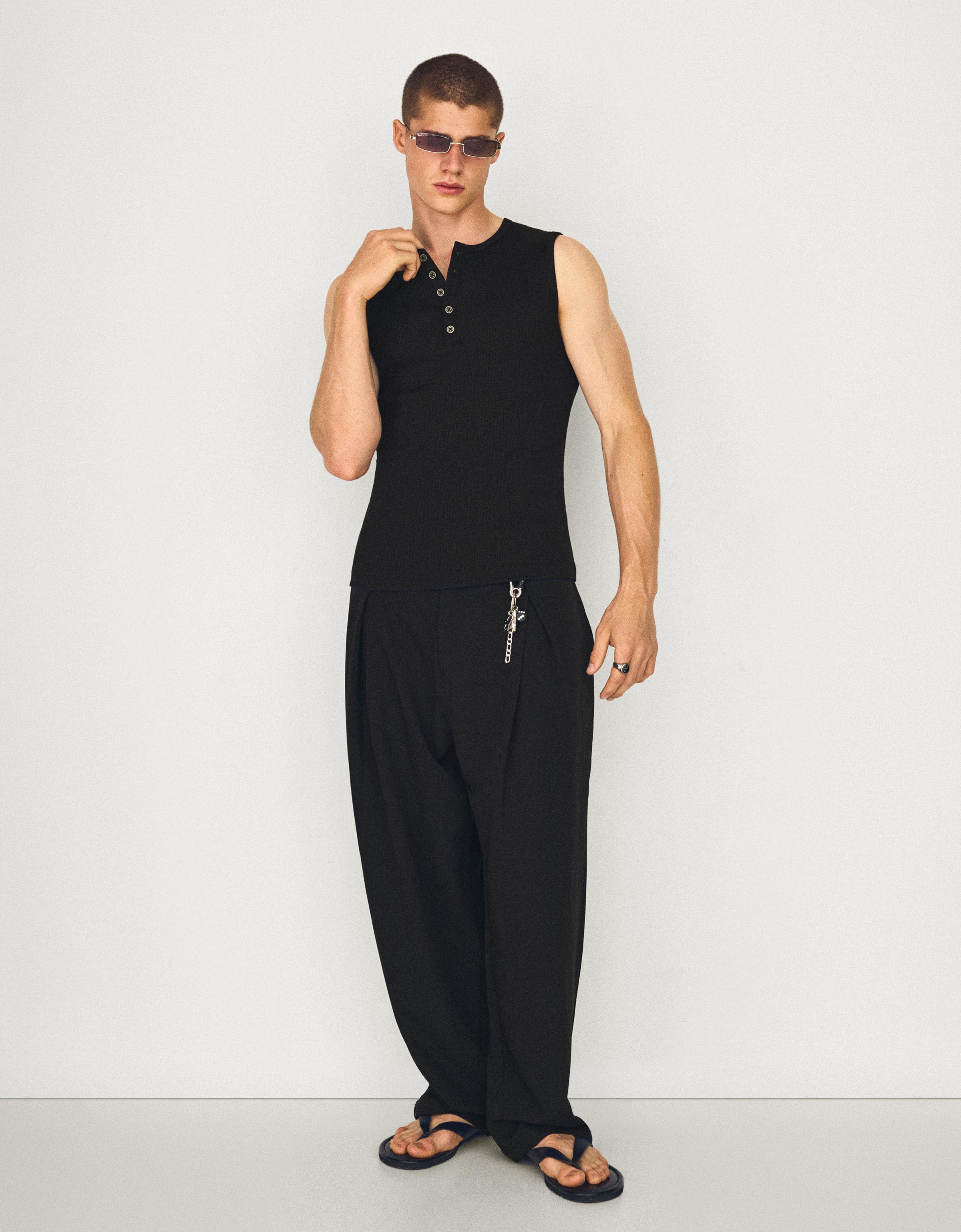 Pantalon Baggy À Pinces 38 Noir