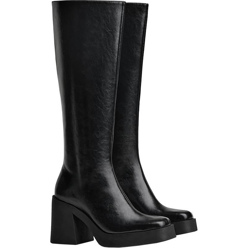 Platform heel boot — BLACK