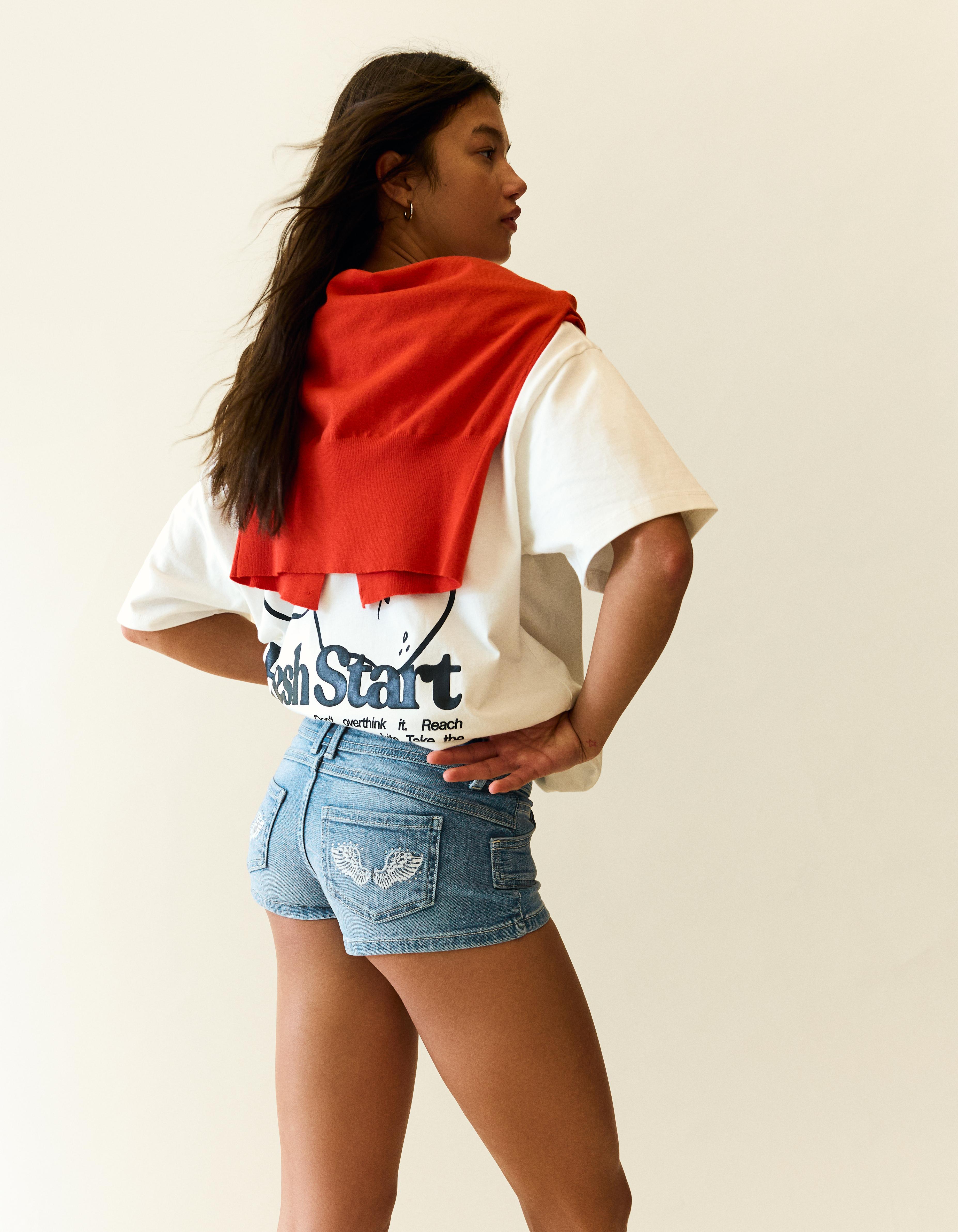 Mini denim şort - Görsel 21